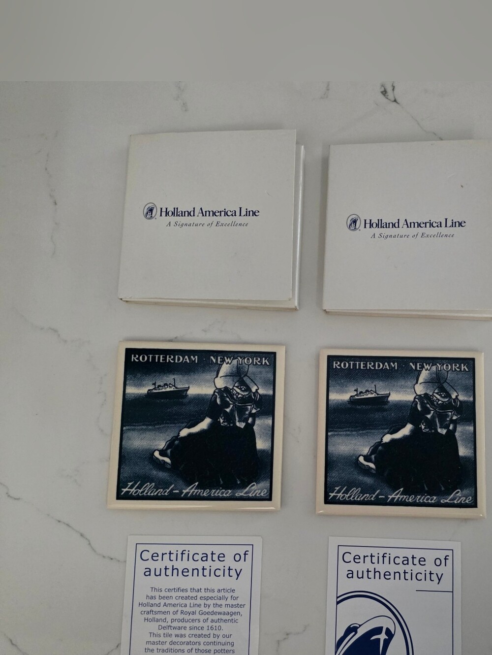 Vintage Holland America Line Royal Goedewaagen Blue Delft "Rotterdam - New York"